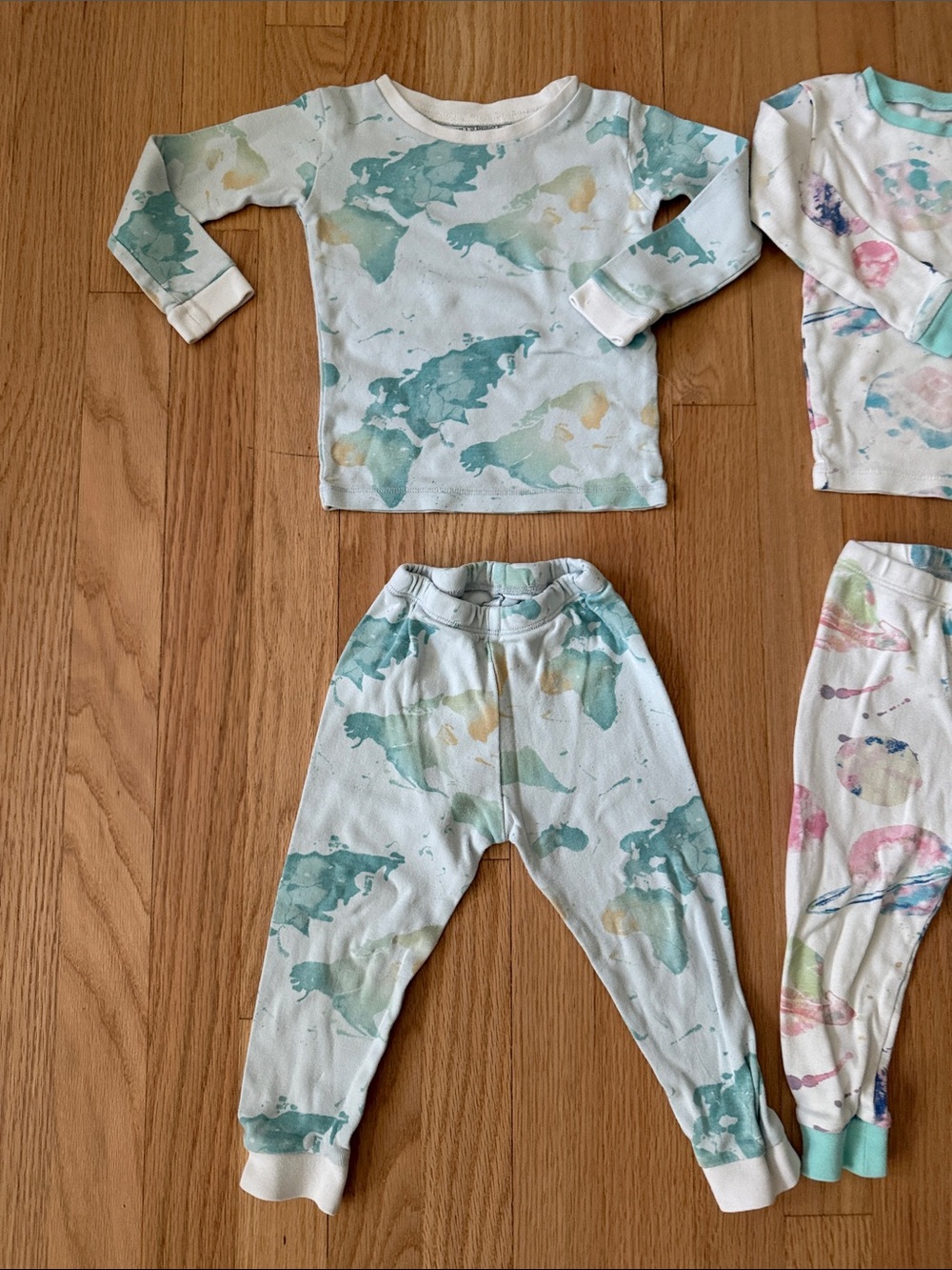 Burt’s Bees organic cotton Pajamas bundle - planets, space, and world map themes - Picture 2 of 7